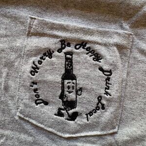 Graphic Pocket Tee with Bottle Character - Light Gray